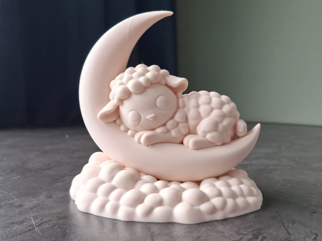 Schlafendes Lamm auf dem Mond Figur Deko Statue Tierfigur Tiere Geschenk