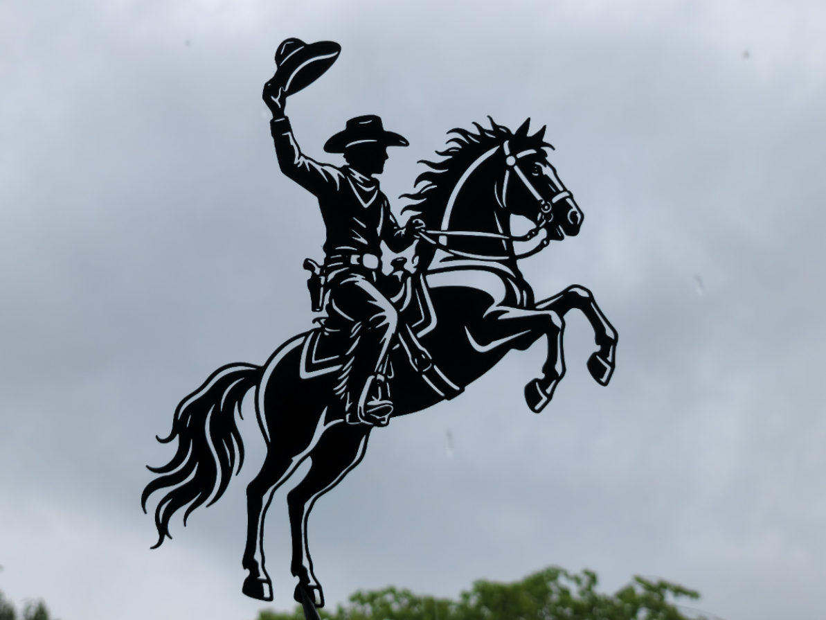 Cowboy Horse Rider 2D Wandkunst Wandbild Wanddeko Wanddekoration Tierfigur
