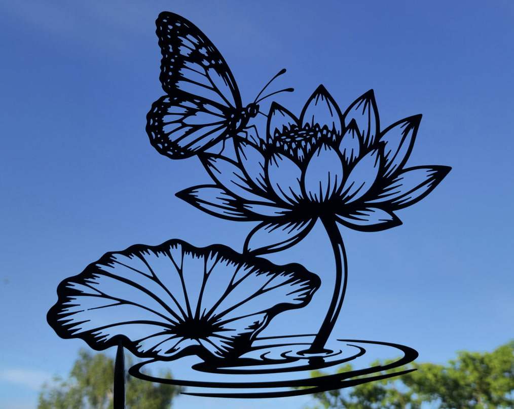 Schmetterling Lotusblume 2D Wandkunst Wandbild Wanddeko Wanddekoration
