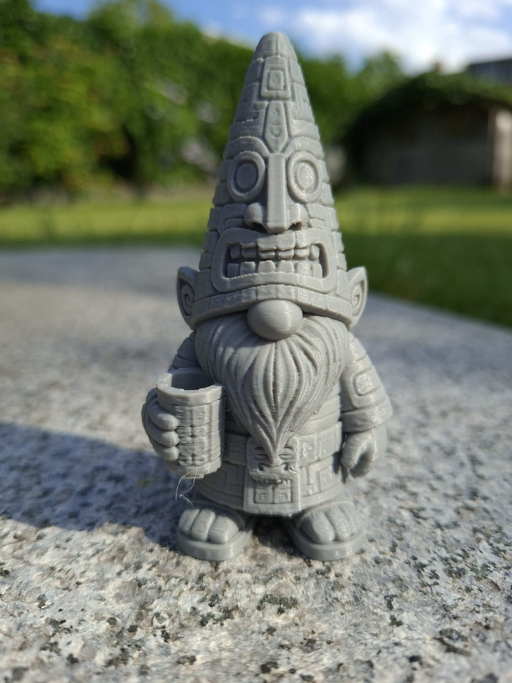 Maya-Gnom mit Krug Alte Zivilisation Figur Deko Statue Weihnachten Advent