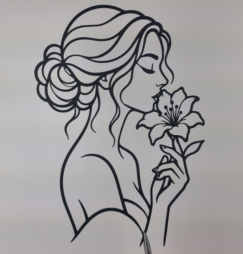 Elegante Frau mit Lilie Wandbild Wanddeko Wanddekoration Wohnzimmer Deko