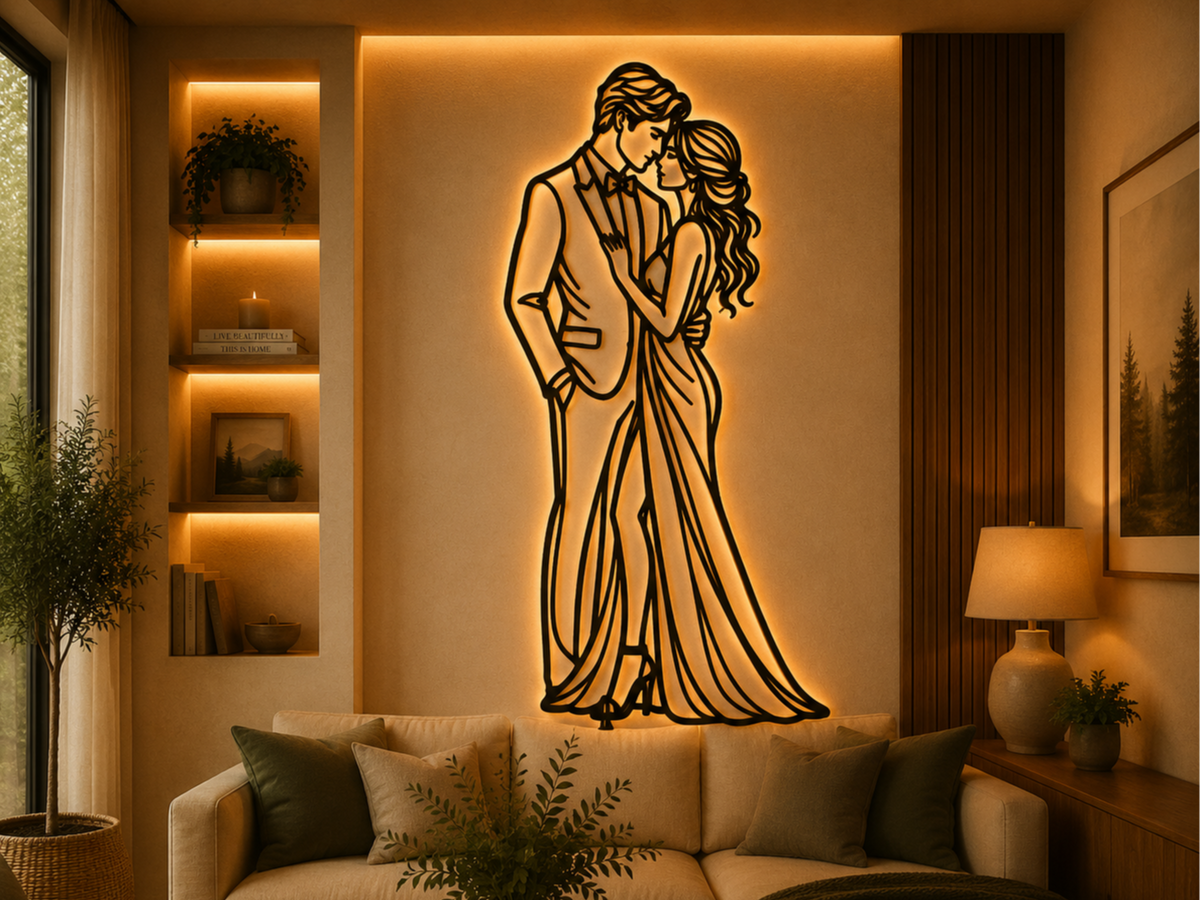Romantisches Paar Silhouette 2D Wandkunst Wandbild Wanddeko Wanddekoration