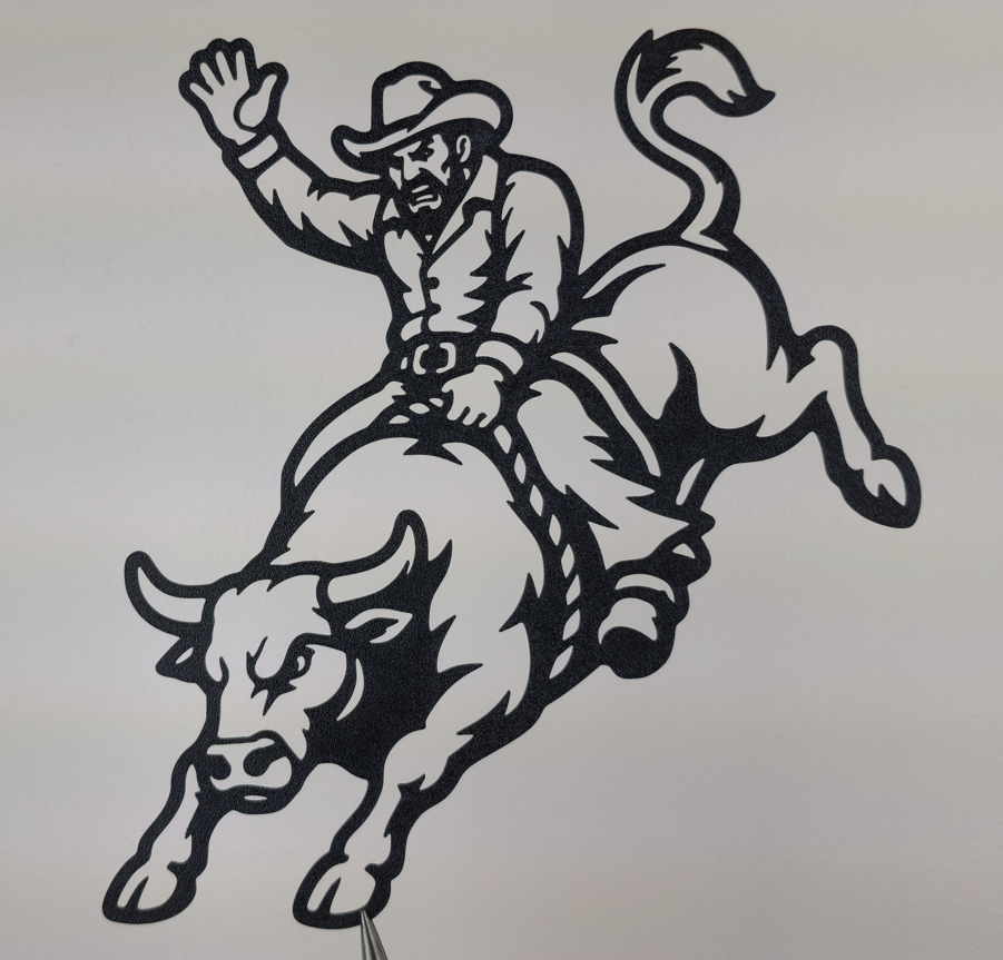 Cowboy Bull Rider 2D Wandkunst Wandbild Wanddeko Wanddekoration Tierfigur