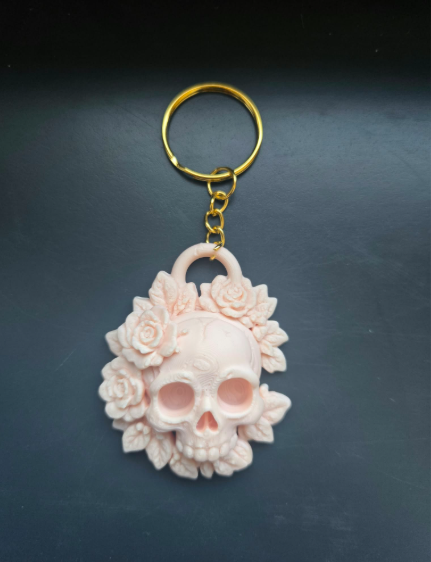 Totenkopf & Rosen-Anhänger Schlüsselanhänger oder ohne Kette Schmuck Charm
