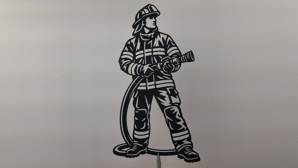 Feuerwehrmann mit Feuerwehrschlauch Wandkunst Dekoration Wandbild Wanddeko