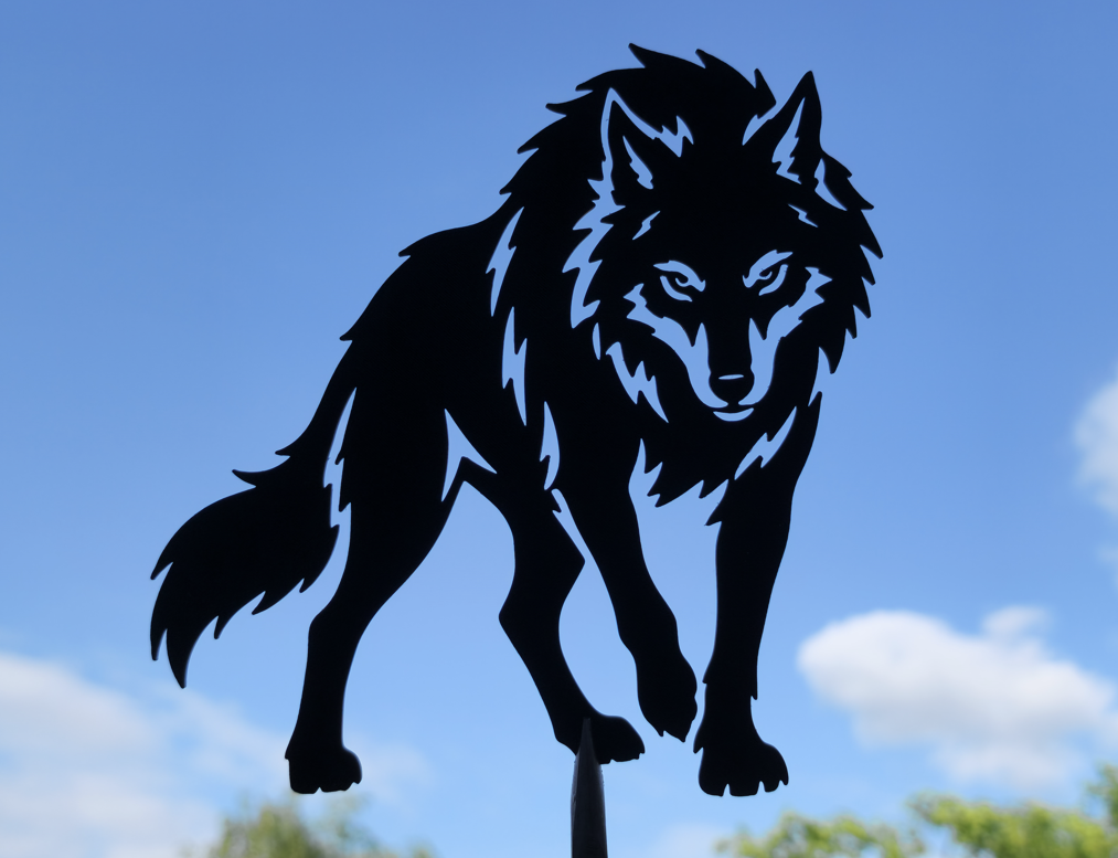 Dunkler Wolf 2D Wandkunst Wald Raubtier Deko Wandbild Wanddeko Tierfigur