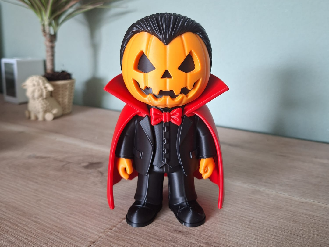 Kürbis Dracula Süße Halloween-Figur Deko Statue Grusel Gothic Horror süß