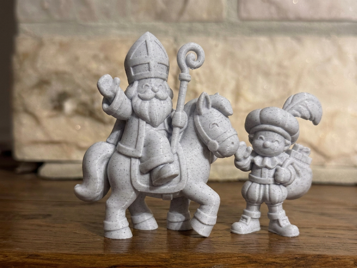 Nikolaus auf Pferd mit Helfer Figur Deko