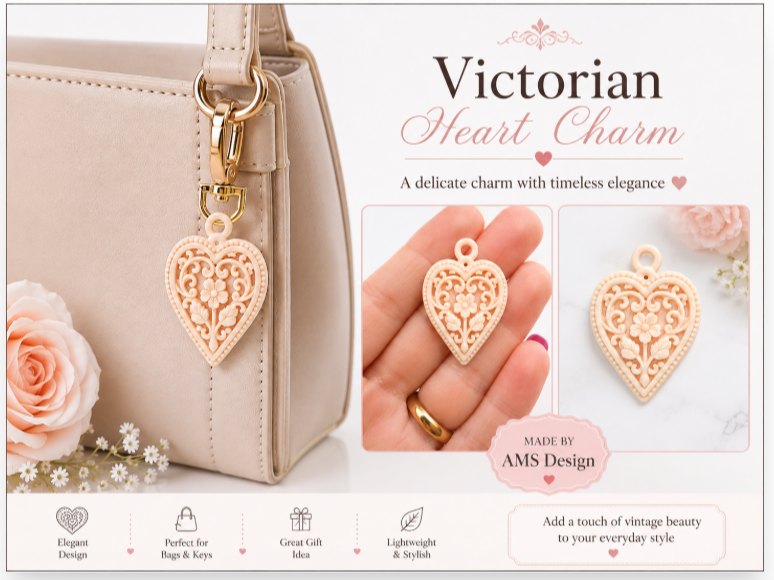 Victorianisches Herz-Taschenanhänger ohne Kette Kettenanhänger Schmuck