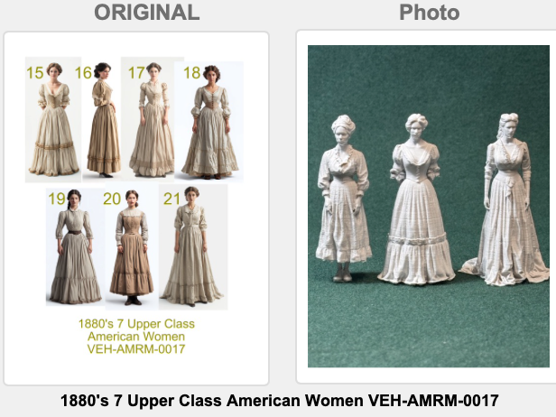 1880er Jahre 7 Amerikanische Damen der Oberschicht Figur Deko Statue Vitrine
