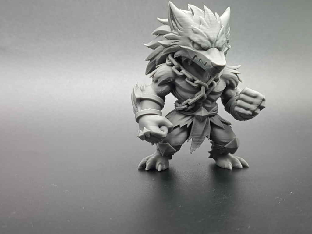 Bestien-Gladiator Chibi Fantasy Werwolf-Krieger Figur Deko