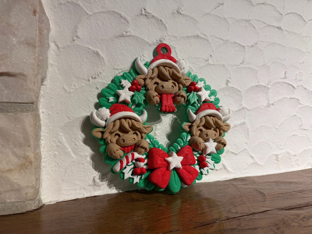 Weihnachtskranz mit Hochlandrindern Türkranz Deko