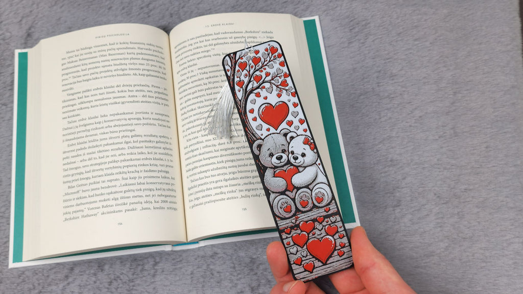 Wandbild Niedliches Teddybär-Liebes-HueForge-Lesezeichen mehrfarbig Bild
