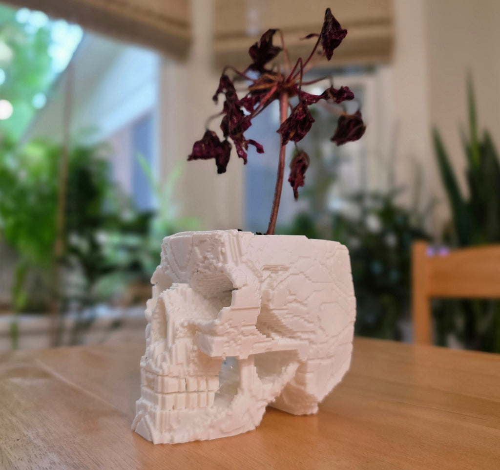 Voxel Totenkopf Pflanztopf