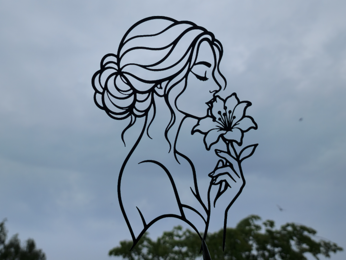 Elegante Frau mit Lilie Wandbild Wanddeko Wanddekoration Wohnzimmer Deko