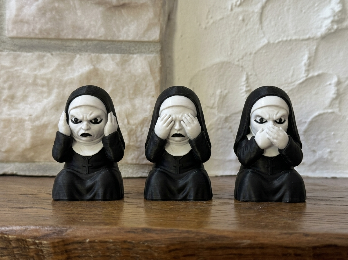 Nichts hören, sehen, sagen Figuren-Set Gruselige Nonnen