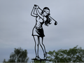 Silhouette einer Golferin 2D Wandkunst Wandbild Wanddeko Wanddekoration