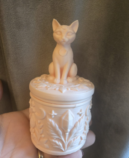 Hexenkatzen-Schmuckkästchen mit Deckel Figur Deko Statue Halloween Grusel