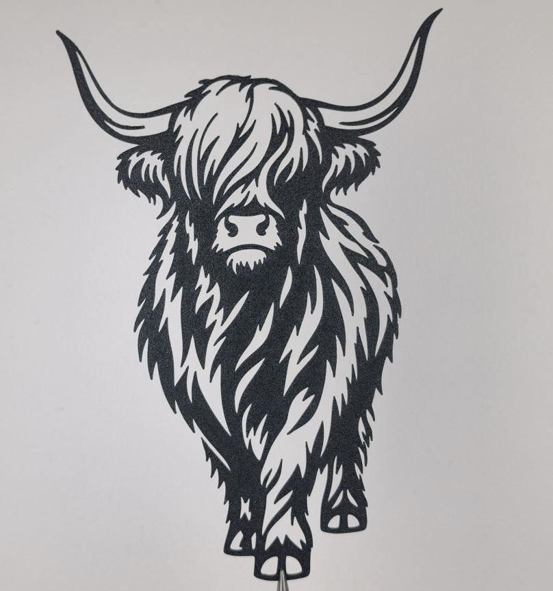 Wandkunst mit Hochlandrind Wandbild Wanddeko Wanddekoration Tierfigur Deko