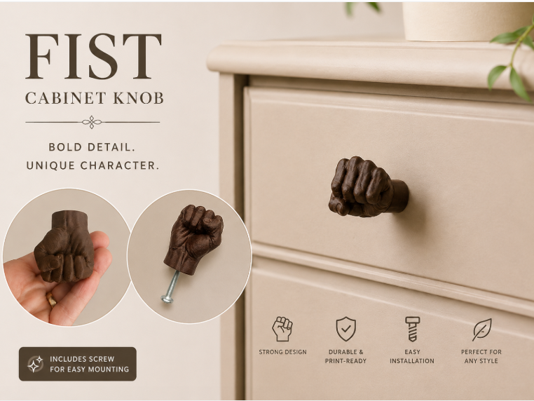 Faust-Möbelknauf Markanter Möbelgriff Figur Deko Statue Skulptur Geschenk