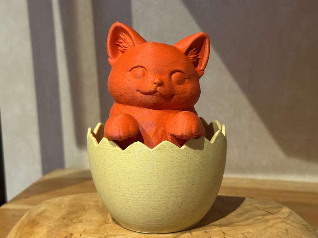 Osterfigur Katze im Ei Deko