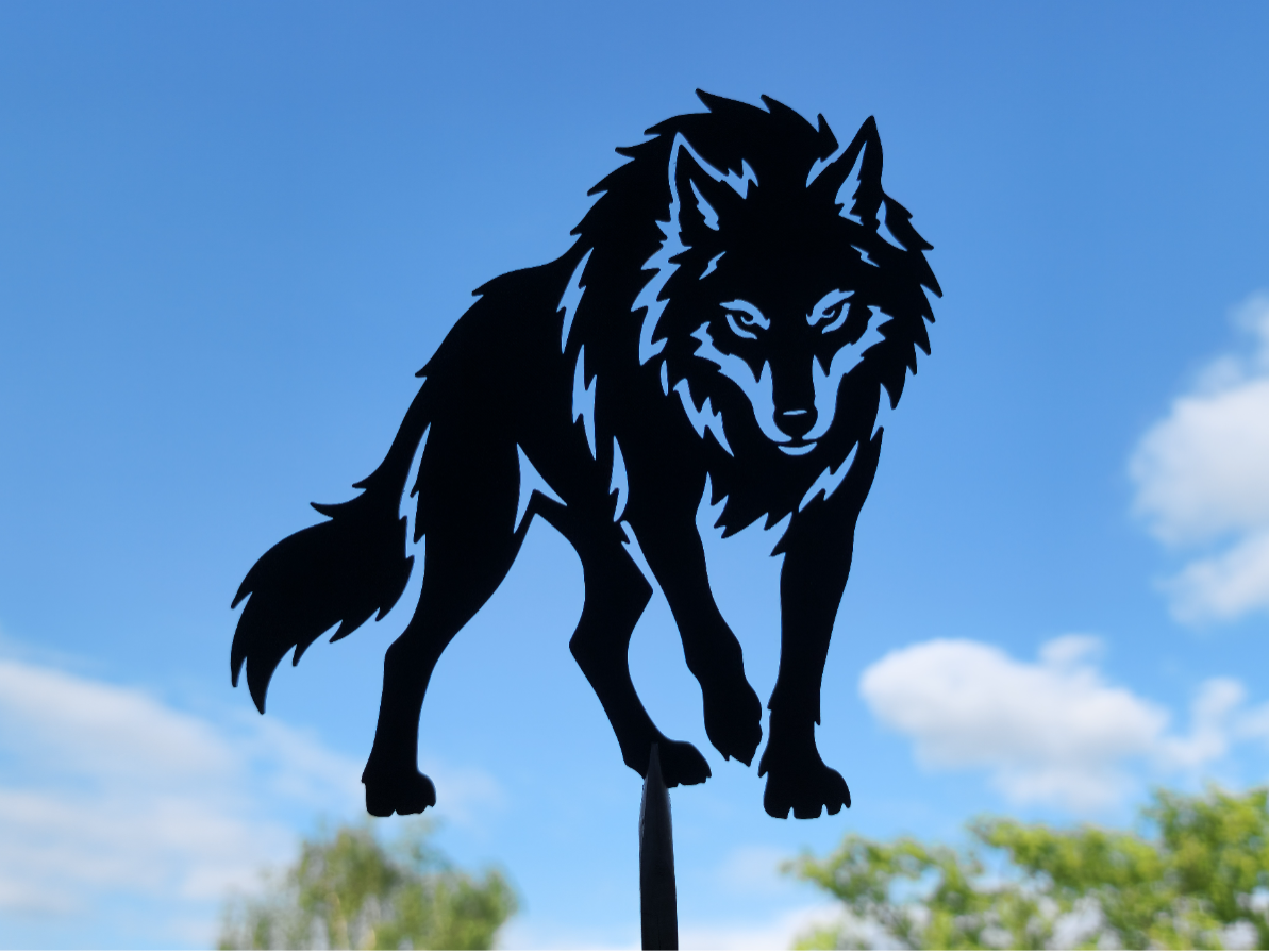 Dunkler Wolf 2D Wandkunst Wald Raubtier Deko Wandbild Wanddeko Tierfigur