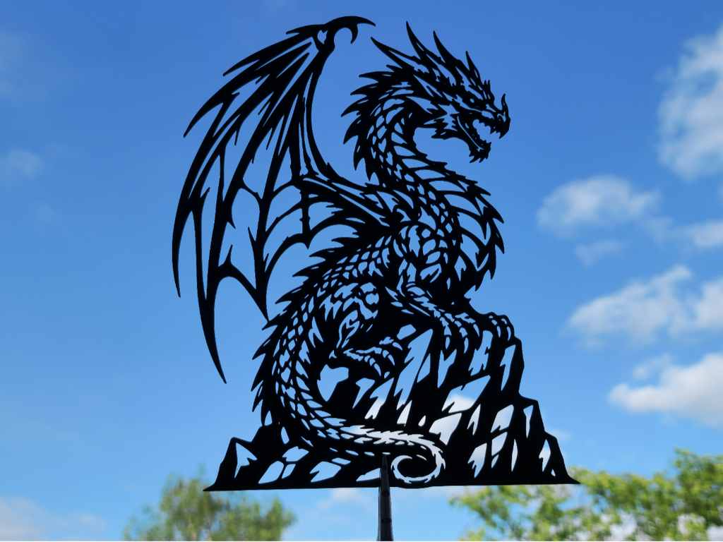 Dunkler Drache 2D Wandkunst Fantasy Kreatur Dekor Wandbild Wanddeko Deko