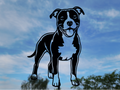 Fröhliche Pitbull Hund 2D Wandkunst Wandbild Wanddeko Wanddekoration Tiere
