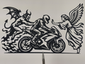 Engel gegen Dämon Motorrad Wandkunst Wandbild Wanddeko Wanddekoration Deko