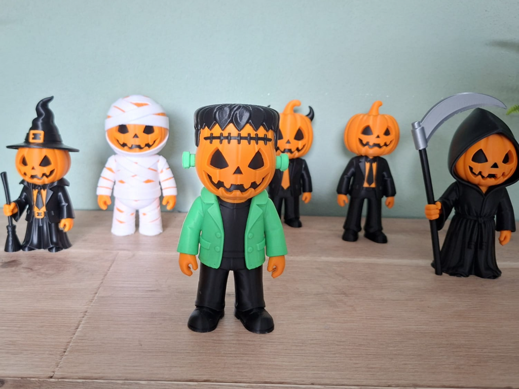 Franken Kürbis Niedliche Halloween-Figur Deko Statue Grusel Gothic Horror