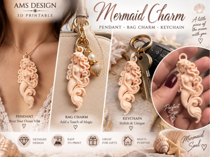 Eleganter Meerjungfrauen-Anhänger n- Taschen & Schlüsselanhänger ohne Kette
