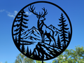 Majestätische Hirsch-Berglandschaft 2D-Wandkunst Wandbild Wanddeko Tiere