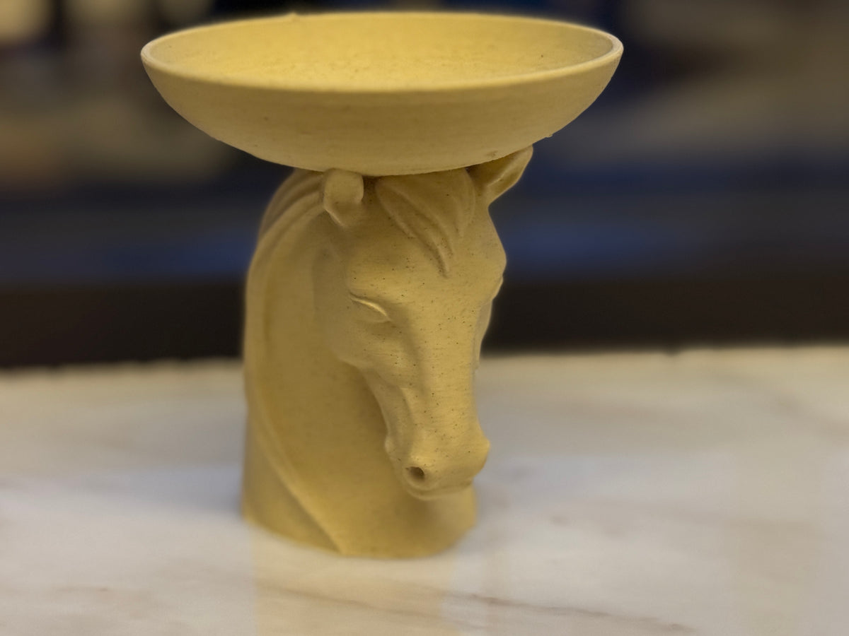 Skulptur Pferdekopf Schale Deko