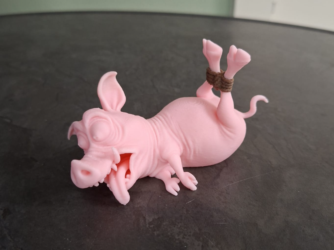 Schwein gefesselt aber immer noch glücklich Figur Deko Statue Weihnachten