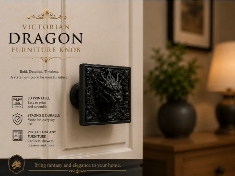 Viktorianischer Drachen-Möbelknauf Figur Deko Statue Fantasy Mittelalter