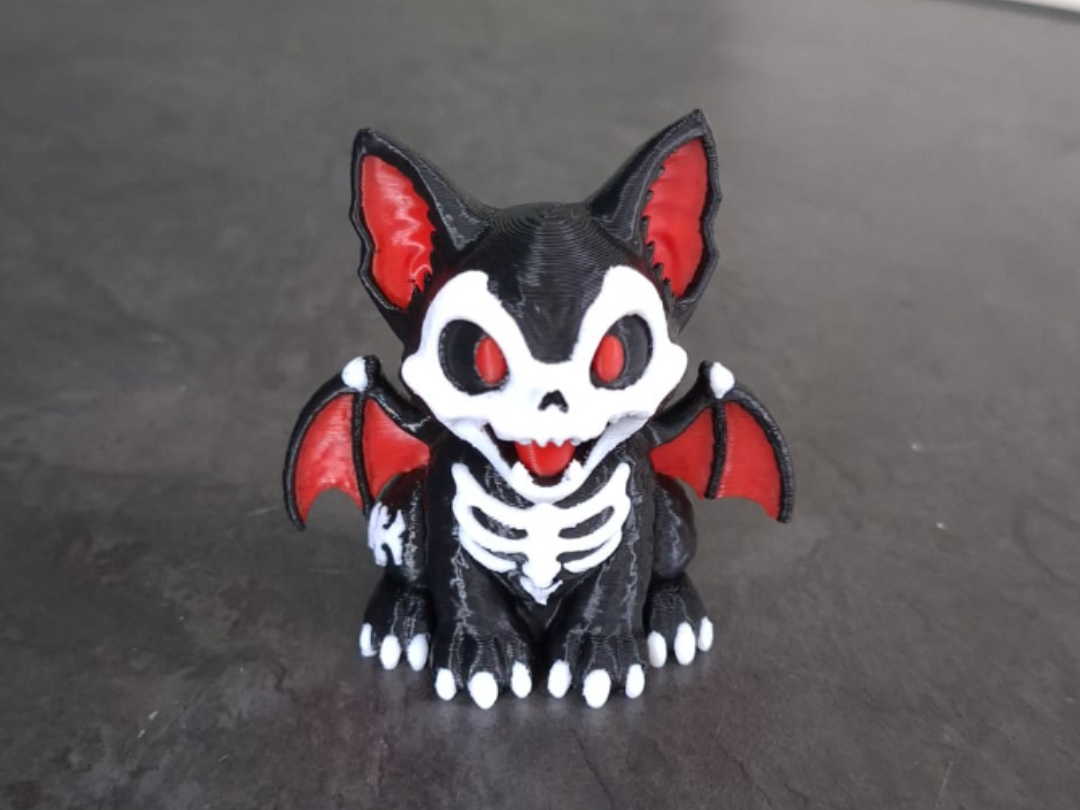 Niedliche Skelett-Fledermaus-Figur Deko Statue Halloween Grusel Gothic süß