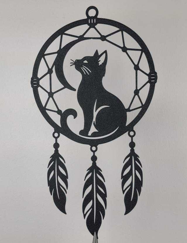 Mondkatze Traumfänger Wandkunst Wandbild Wanddeko Wanddekoration Tierfigur