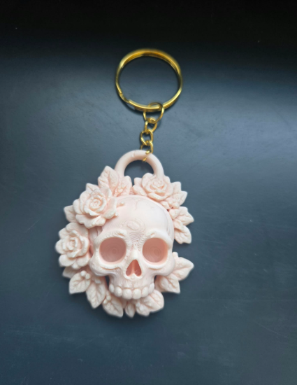 Totenkopf & Rosen-Anhänger Schlüsselanhänger oder ohne Kette Schmuck Charm