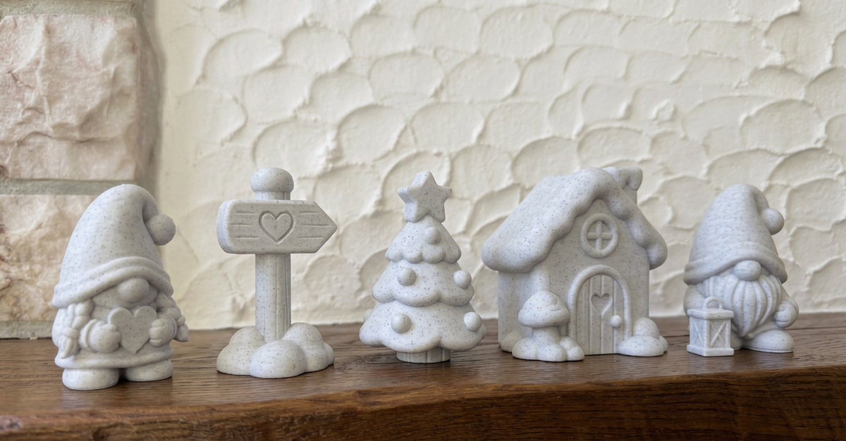 Weihnachtsdorf mit Wichteln Set 5-teilig