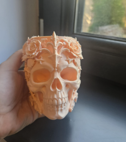 Gotischer Rosen-Totenkopf LED Kerzenhalter Teelichthalter Deko Halloween
