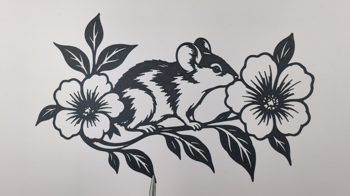 Maus auf Blütenzweig Wandkunst Dekoration Wandbild Wanddeko Wanddekoration