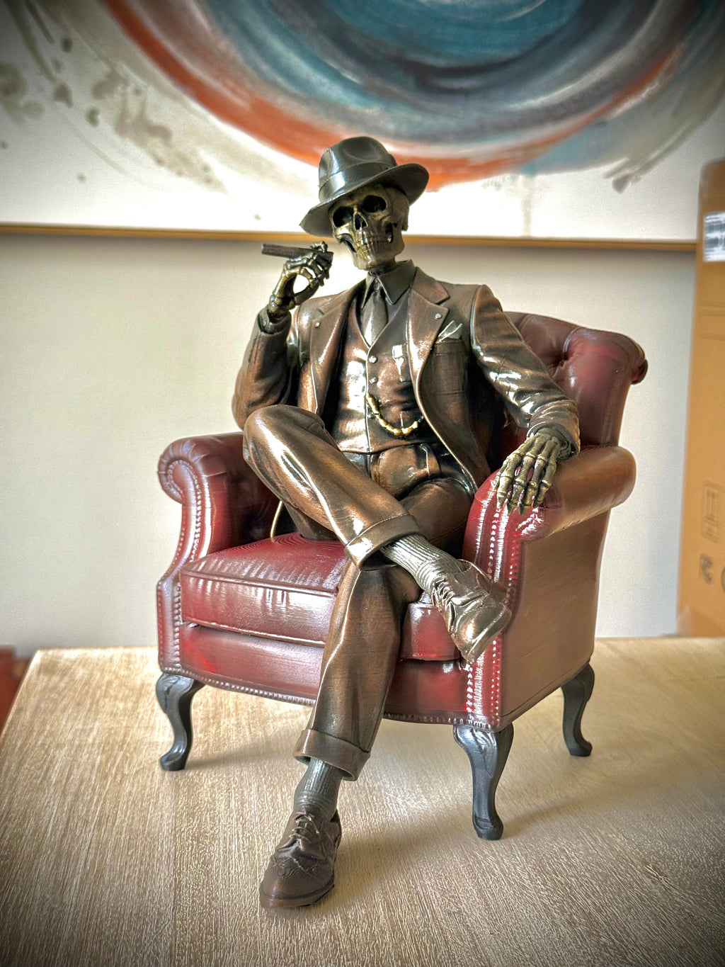 Skelett Figur rauchend detailreich Deko