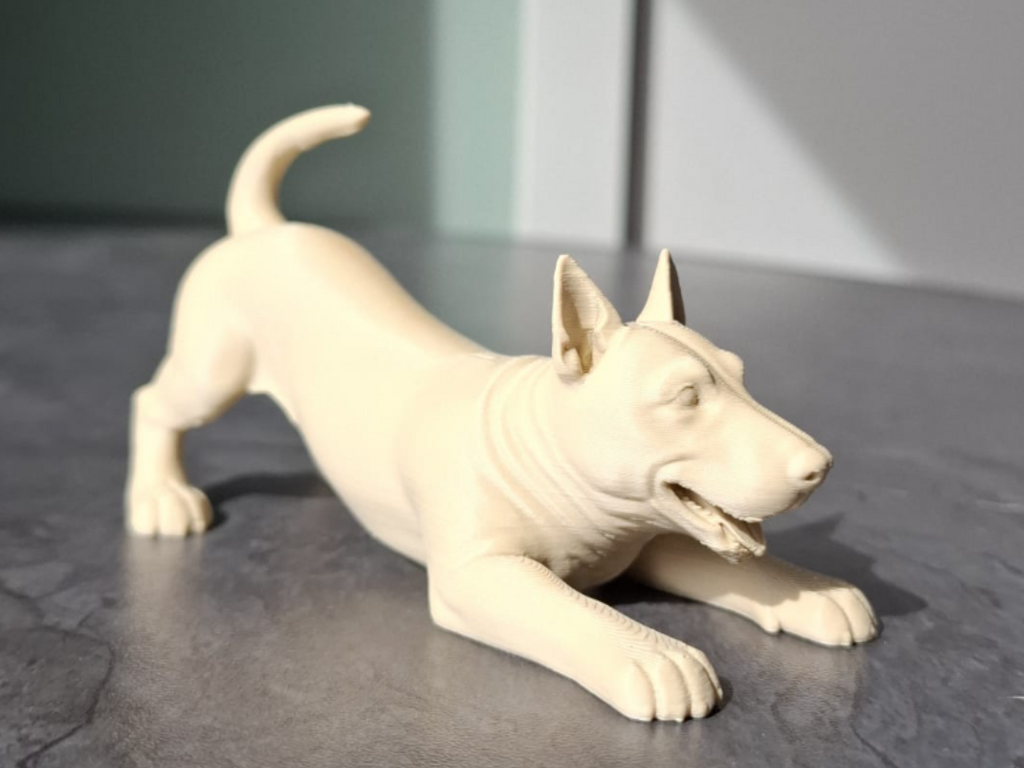 Verspielter Bullterrier-Welpe Figur Deko Statue Tierfigur Tiere Geschenk
