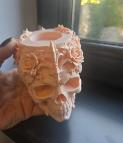 Gotischer Rosen-Totenkopf LED Kerzenhalter Teelichthalter Deko Halloween
