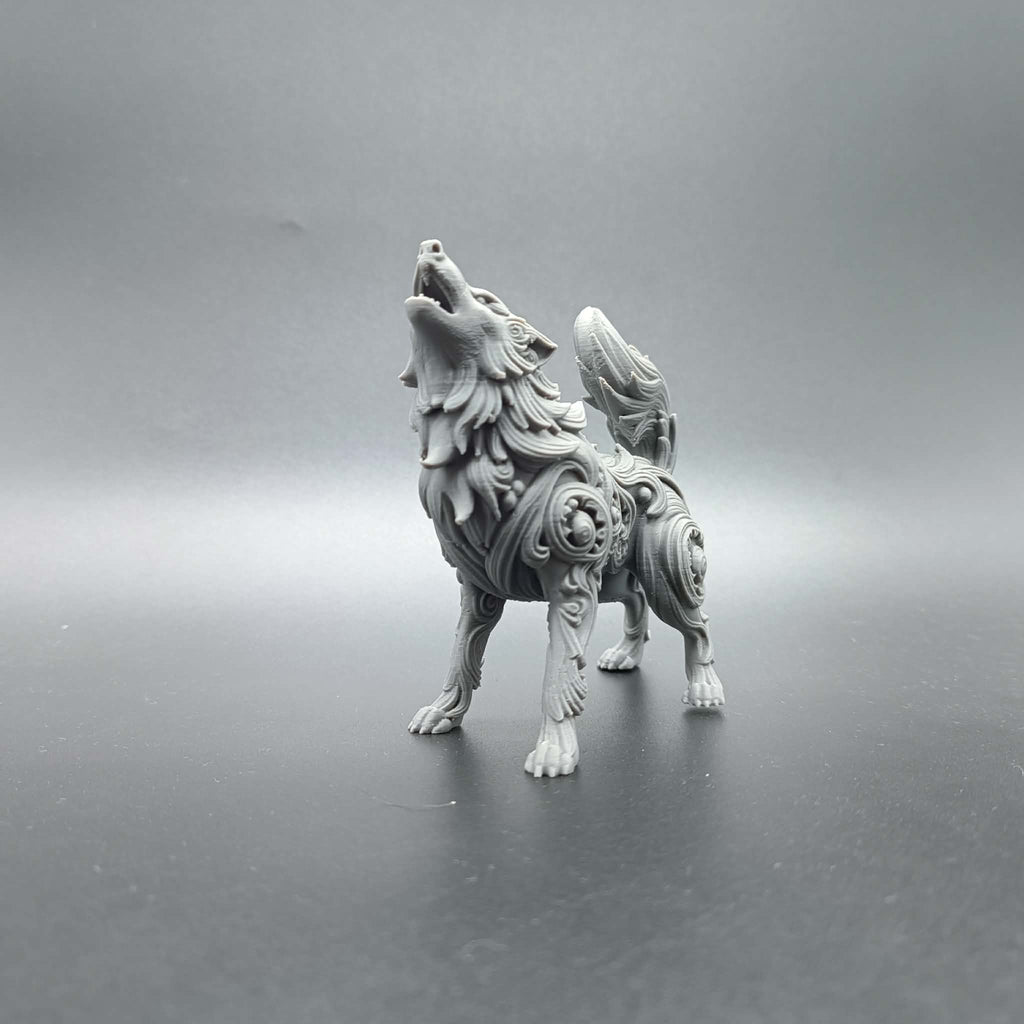 Fantasy Heulender Ornamentaler Wolf Figur Deko