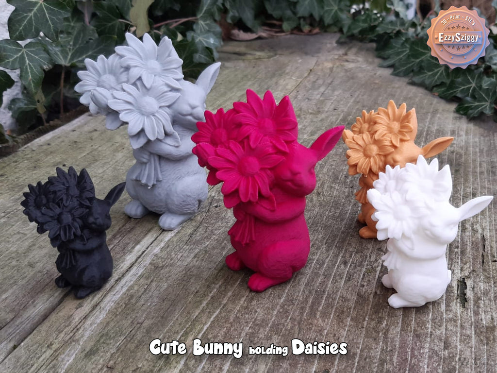Süßes Häschen mit Gänseblümchen Figur Deko Statue Ostern Osterdeko süß