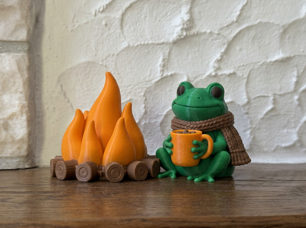 Teelichthalter Lagerfeuer mit Frosch