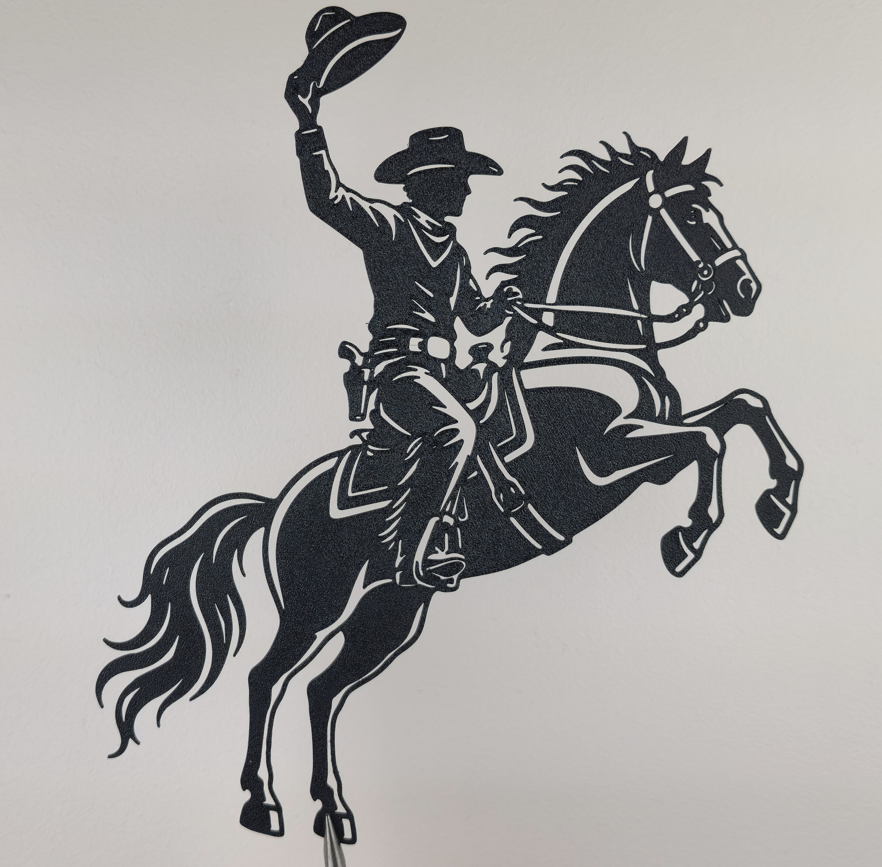Cowboy Horse Rider 2D Wandkunst Wandbild Wanddeko Wanddekoration Tierfigur