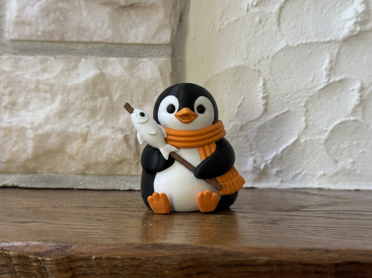 Figur Pinguin am Lagerfeuer Deko