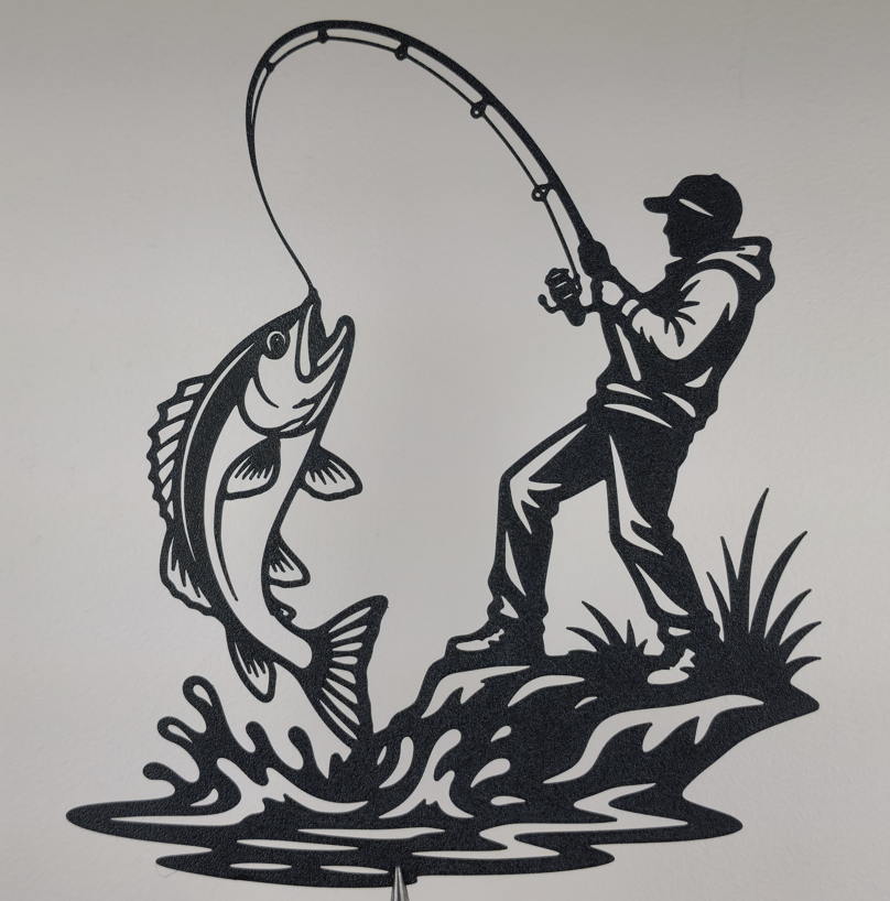 Bass-Angeln Wandkunst Wandbild Wanddeko Wanddekoration Tierfigur Tiere
